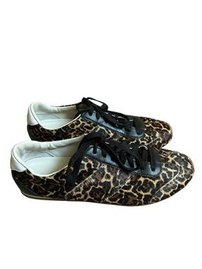 J, CREW  Women’s Black Brown. Sneakers  in Leopard Print Calf Hair Size: 8.5